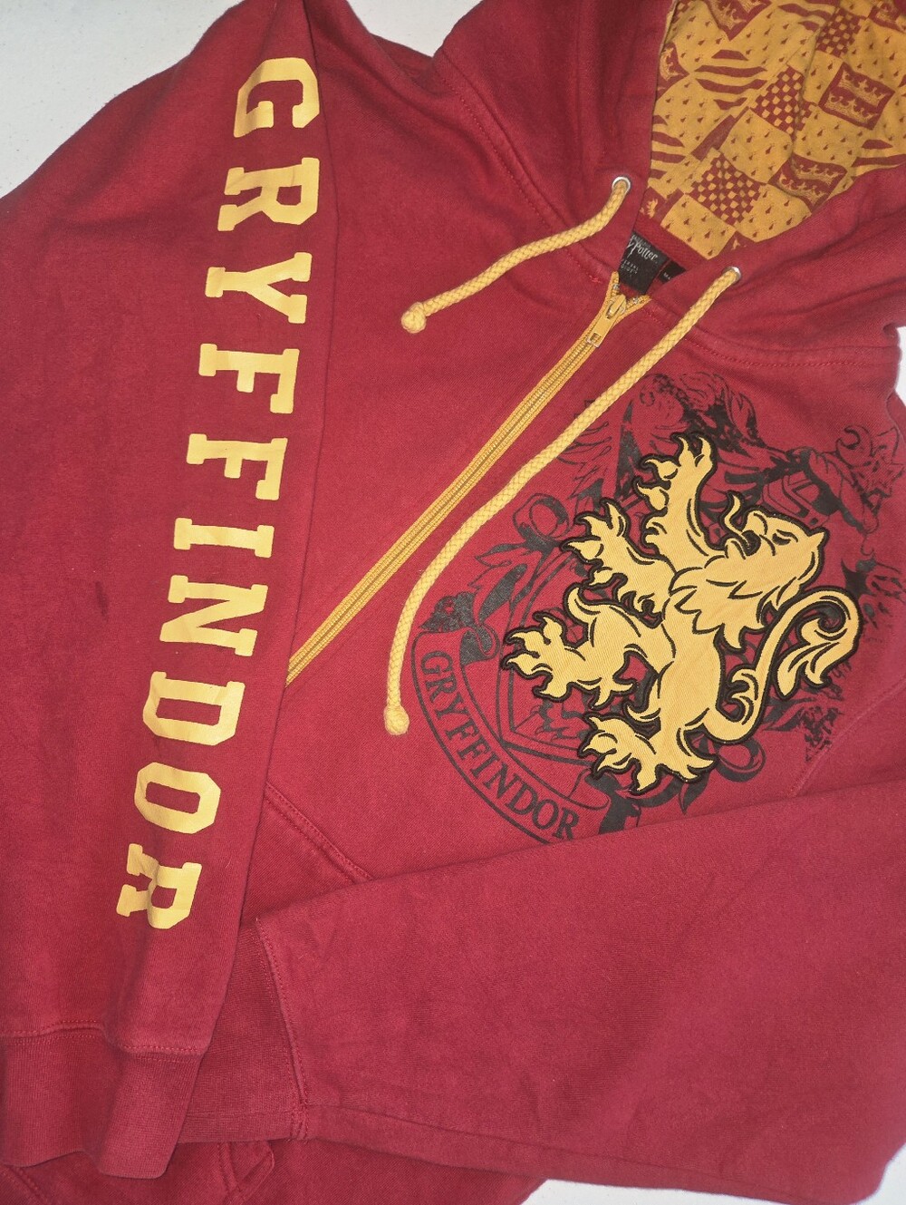 Harry Potter Gryffindor Fleece Zip Hoodie Varsity Crest Red Gold Universal St SM